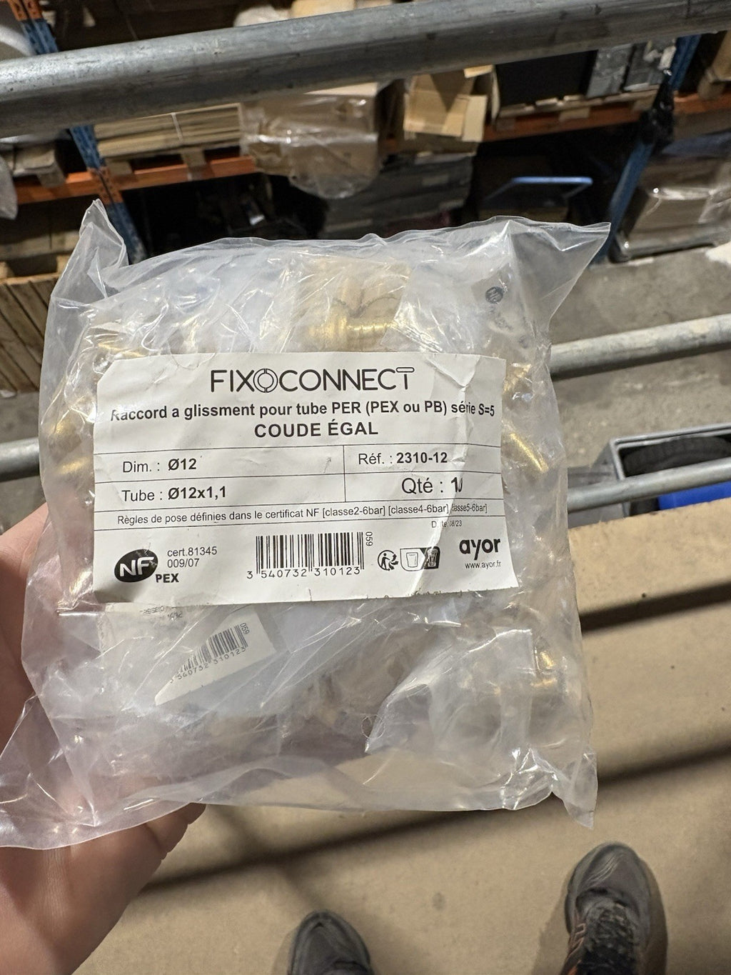 Raccord a glissement PER Coude Égal Diamètre 12