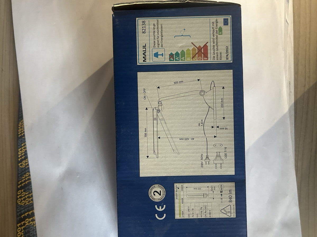 Lampe de bureau à économie d'énergie MAULadria, 11W, blanche