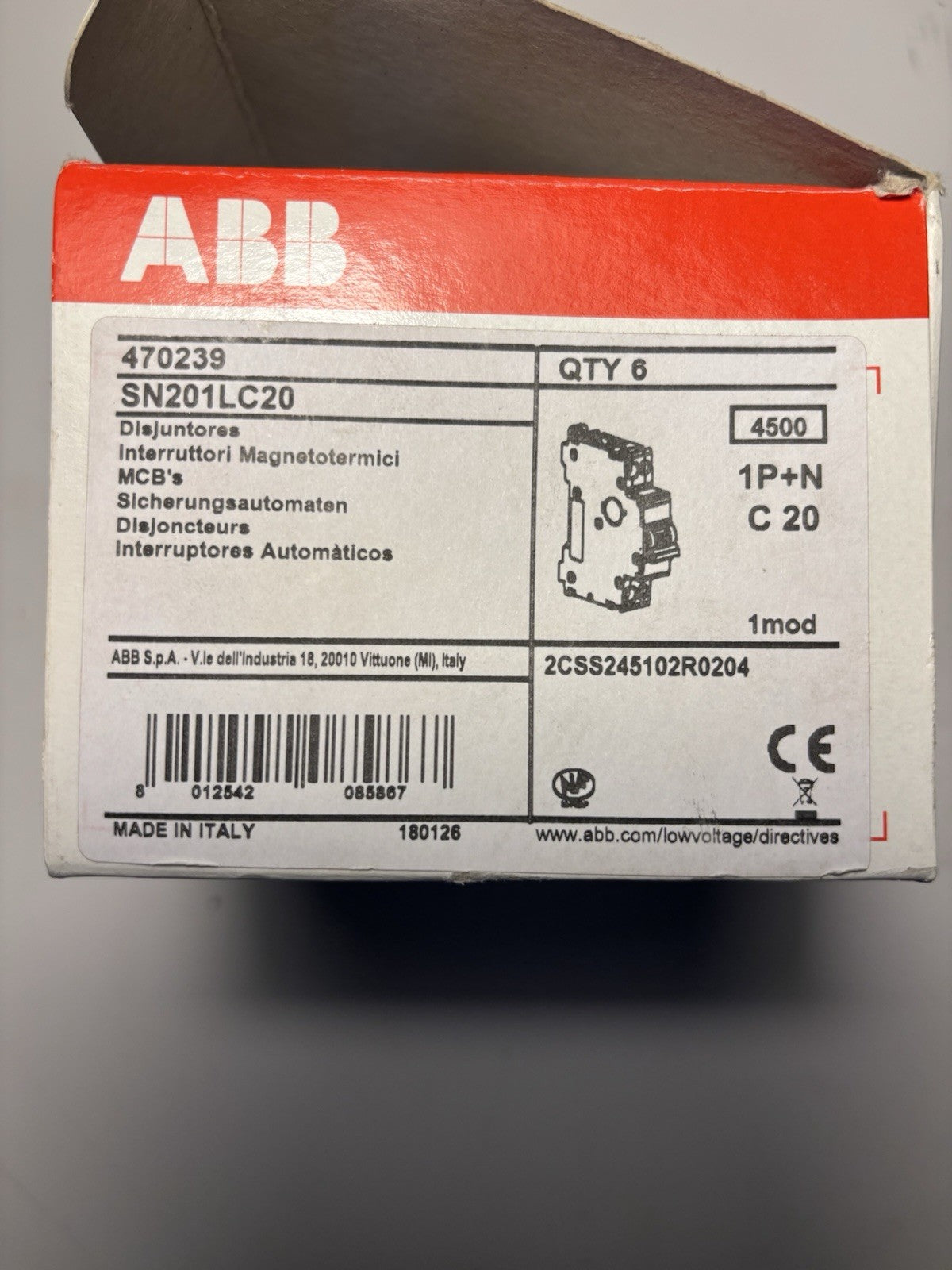 Disjoncteurs ABB 1P+N C32 et SN201LC20 (Neufs)