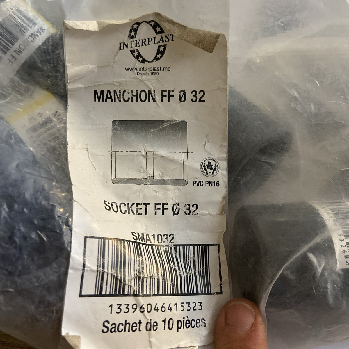 Lot de 10 MANCHONS PVC PRESSION MIXTE FF Ø32/1"