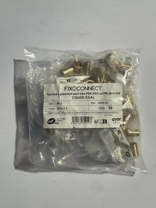 10 Raccord a glissment pour tube PER 12x1,1