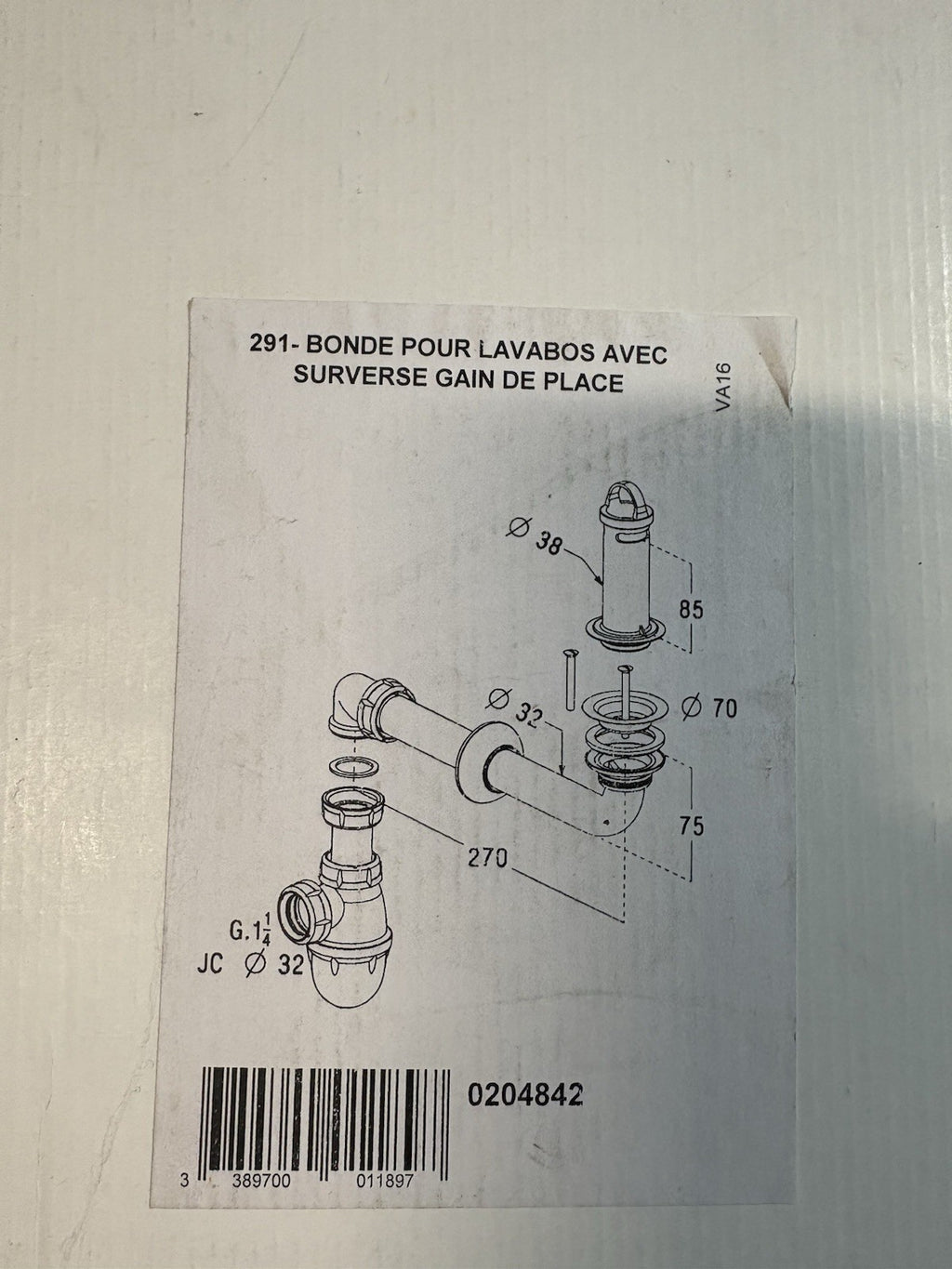 Bonde pour lavabo avec surverse gain de place