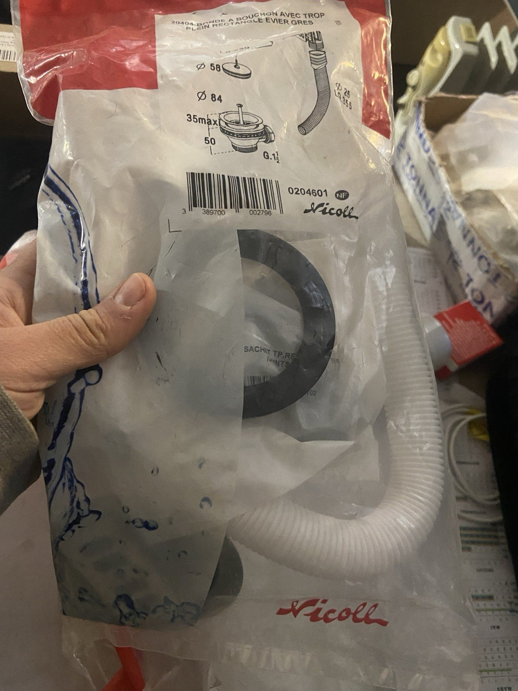 Bonde évier avec trop plein neuve
