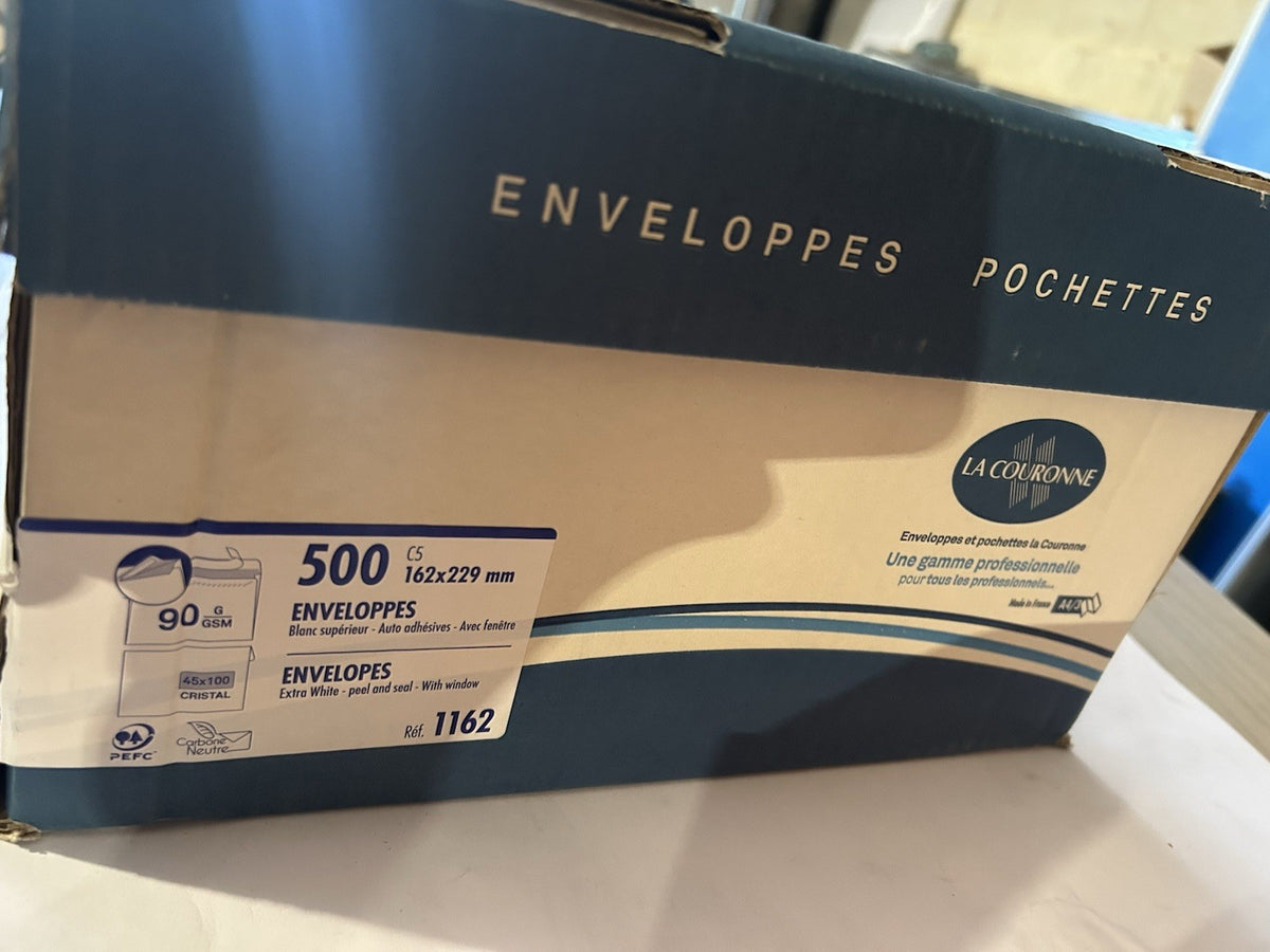 Enveloppe vélin, format c5, 229 x 162 mm, avec fenêtre