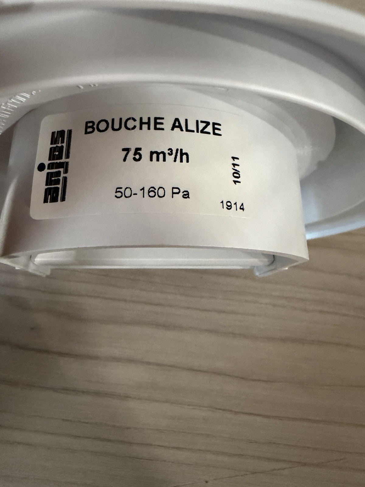 Bouche extraction ALIZE AUTO 75 m3/h sans manchette Réf. 1914