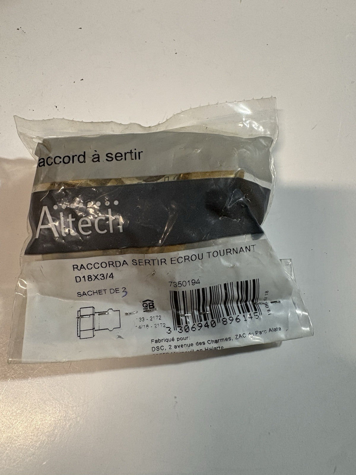 3 Raccord A Sertir D18x3/4 Altech