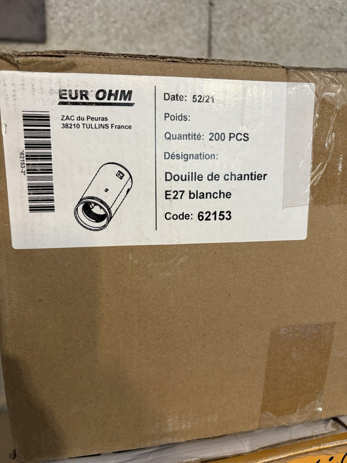10 Douille de chantier e27 eur’ohm blanche Par 10
