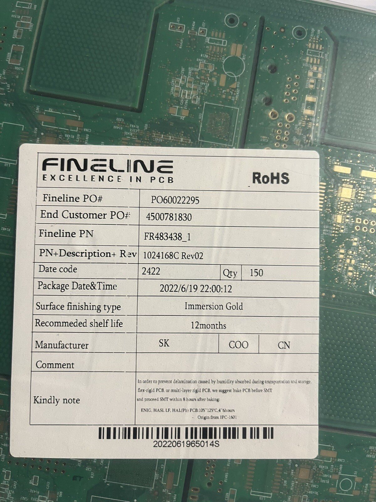 Circuit imprimé carte électronique Fineline et icape