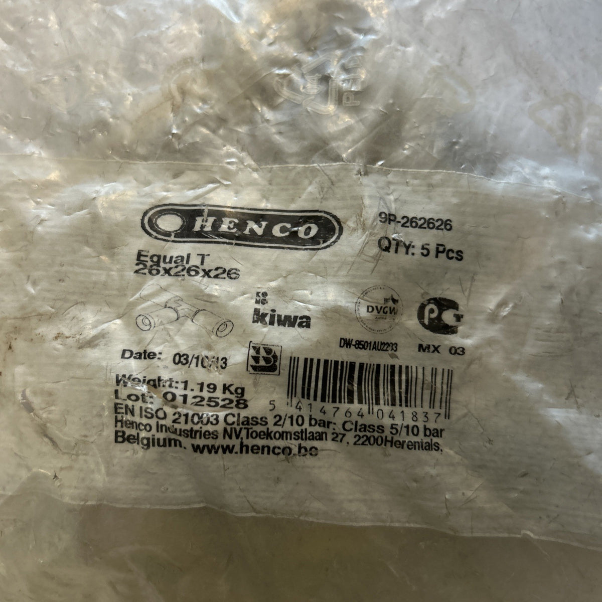 Lot De 10 Té à sertir Henco en laiton 26x3mm