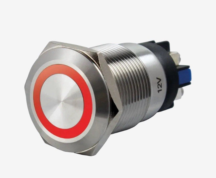 Bouton poussoir, Ø 19 mm halo rouge