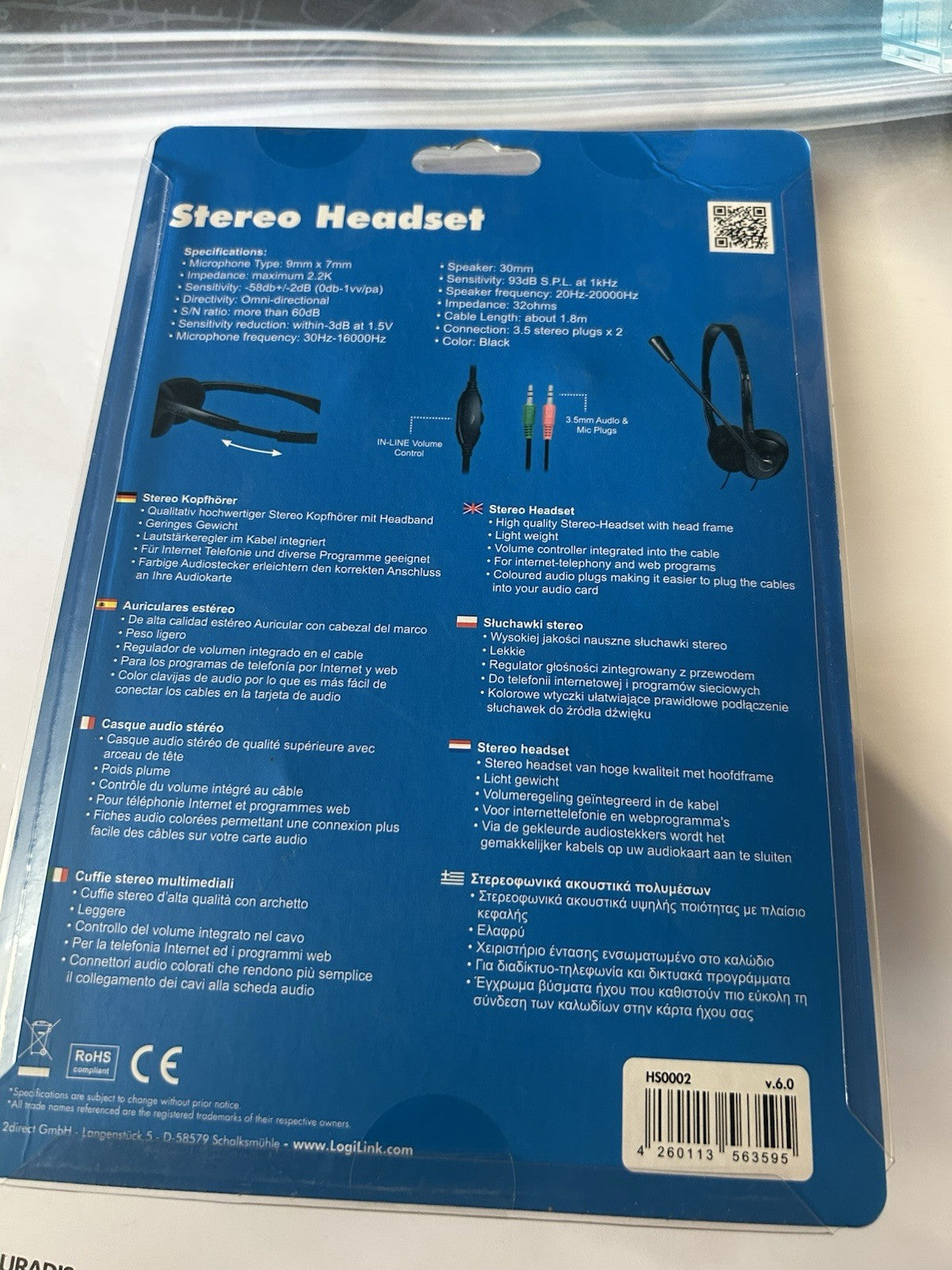 CASQUE-MICRO STÉRÉO NOIR - LOGILINK