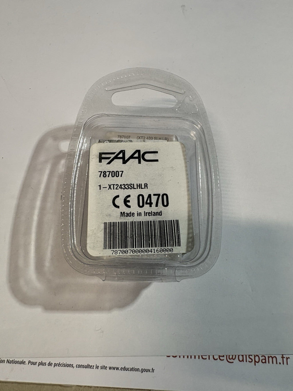 FAAC 787007 XT2 433 SLH LR Télécommande 433 MHz blanc 2 boutons