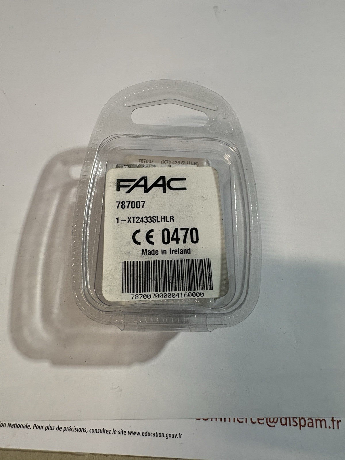 FAAC 787007 XT2 433 SLH LR Télécommande 433 MHz blanc 2 boutons
