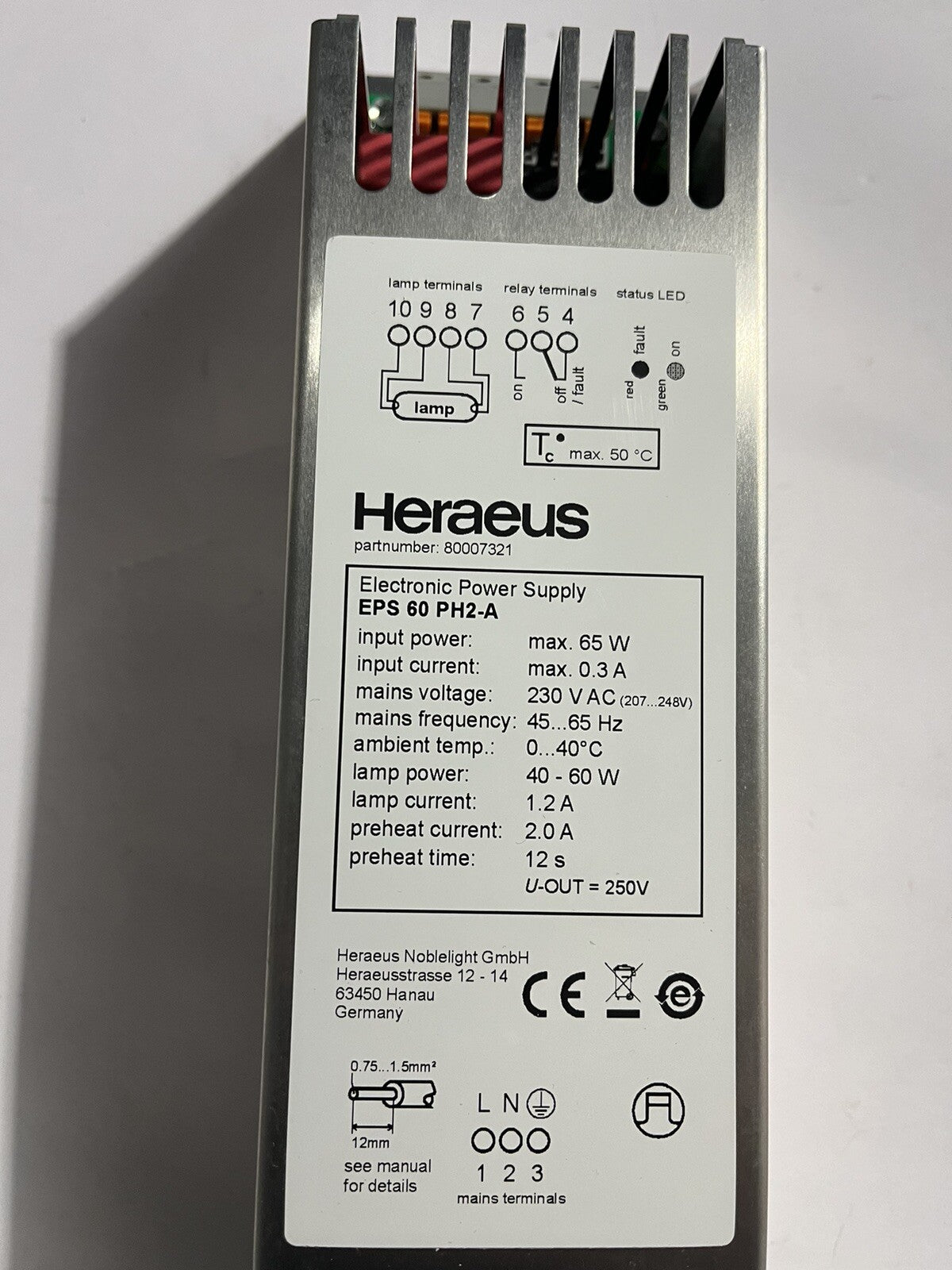 Alimentation Heraeus Eps 60 Ph2-A