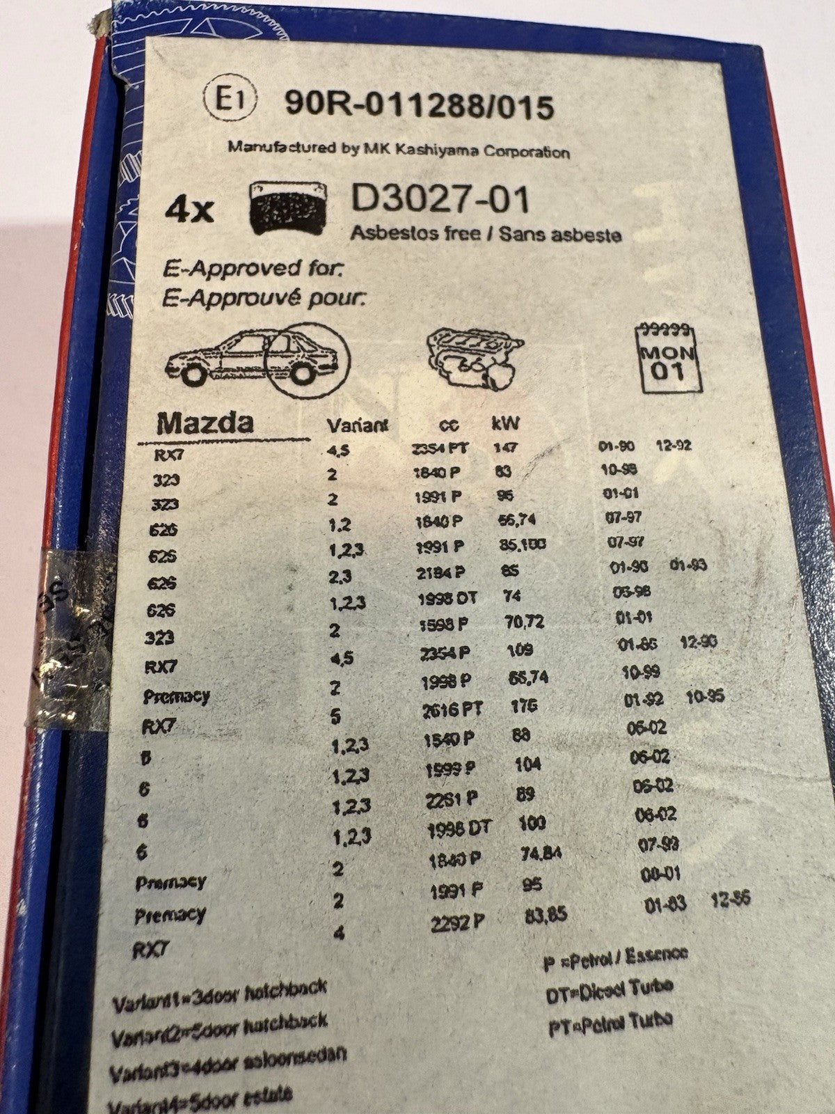 Plaquette de frein arrière pour mazda rx7, 323,626,ect..