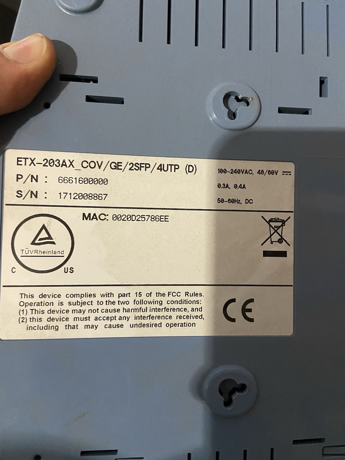 Switch RAD ETX-203AX dispositif de démarcation Ethernet
