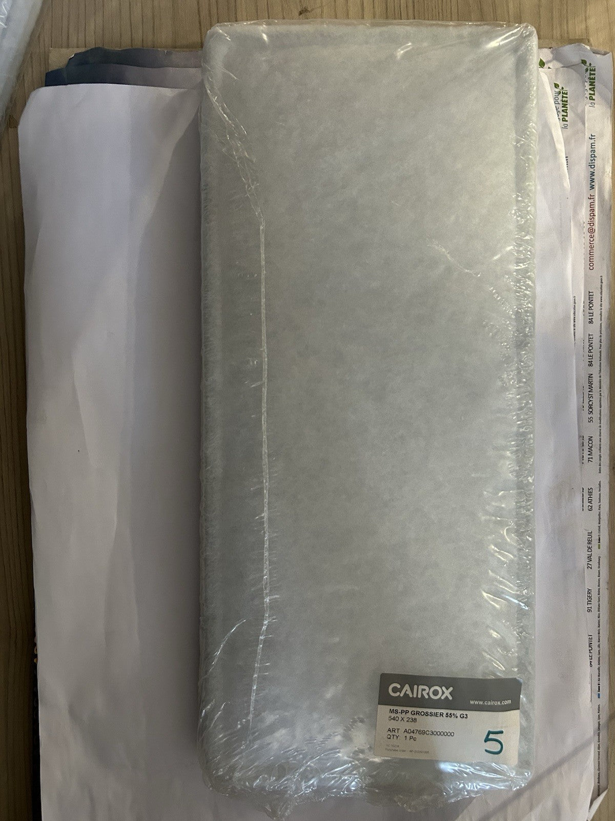 Filtre de ventilation CAIROX MS-PP G3 (540x238) - Neuf